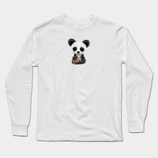 Cute Baby Panda Playing With Football Long Sleeve T-Shirt